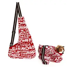 Прочный английские буквы напечатаны ткань Оксфорд одно плечо Sling Bag Pet Dog кошачья переноска-Размер L(красный+ белый
