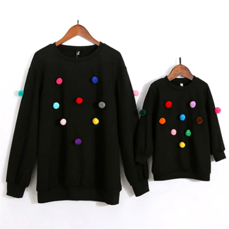 

New Mother Daughter Tassel Knitted Warm Sweater Family Matching Outfits Women Kid Baby Clothes