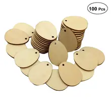 100 шт декоративные деревянные стружки с отверстием в форме яйца, расписные украшения для рукоделия, деревянные бревна