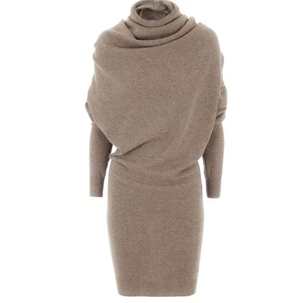 Women Swaeater Dress 2018 Winter Warm Black Autumn Casual Bodycon Camel Turtleneck Wool Blends Fashion Women Office Dress
