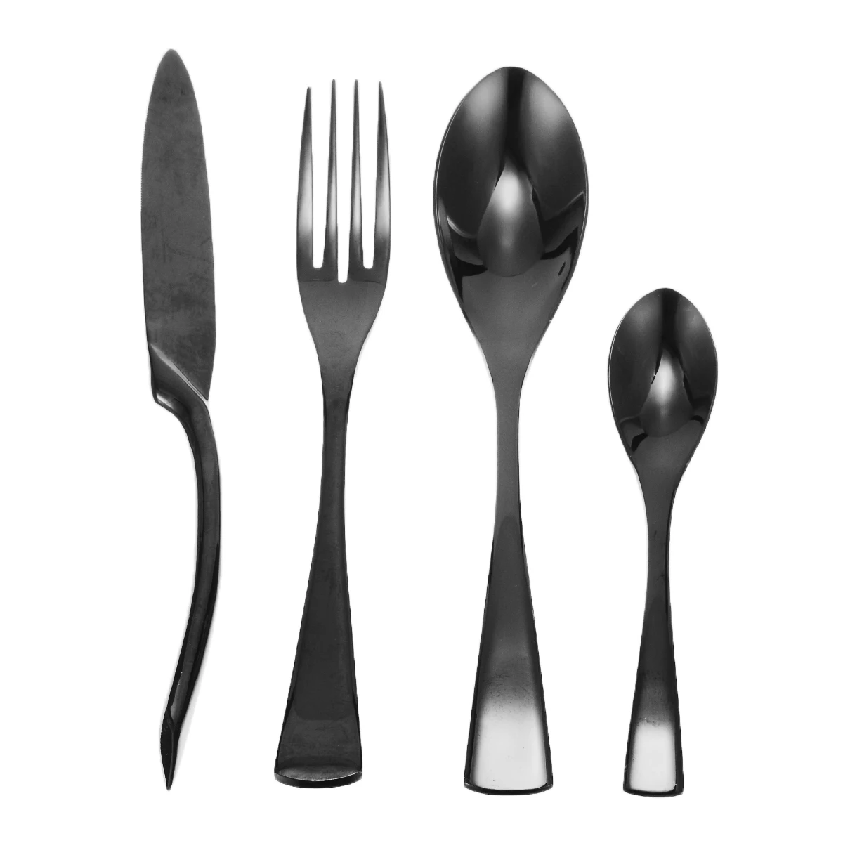 

Recyclable Knife Fork Spoon Set 4Pcs Stainless Steel Black Cutlery Set Teaspoon For Steak Knife Tableware Tools