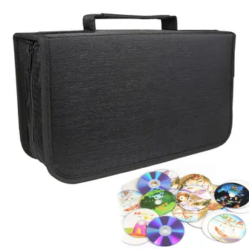 

Car Disc 128 CDs Storage Bag CD Wallet DVD Large Capacity Travel Box Zipper Space Saving Holder Home Black