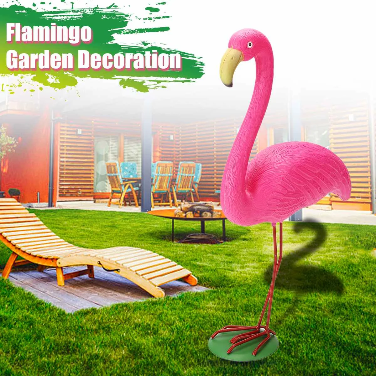 M Size 31x10 5x40cm Pink Flamingo Ornament Set Garden Resin