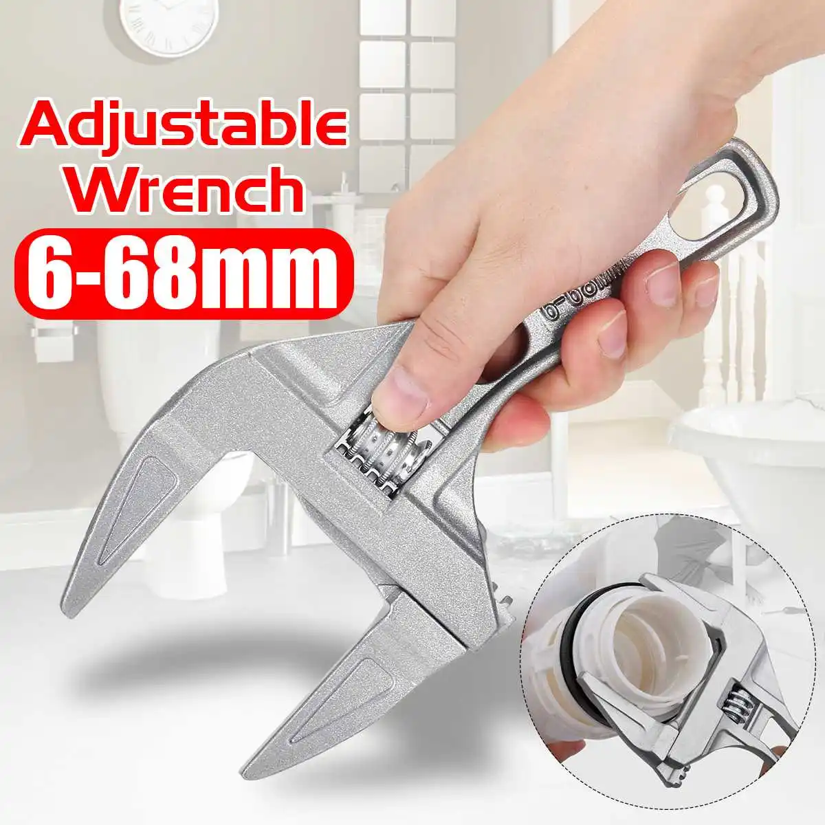 

Universal 6-68mm Adjustable Wrench Mini Nut Key Spanner Portable Household Bathroom Air Conditioning Water Pipe Repair Hand Tool