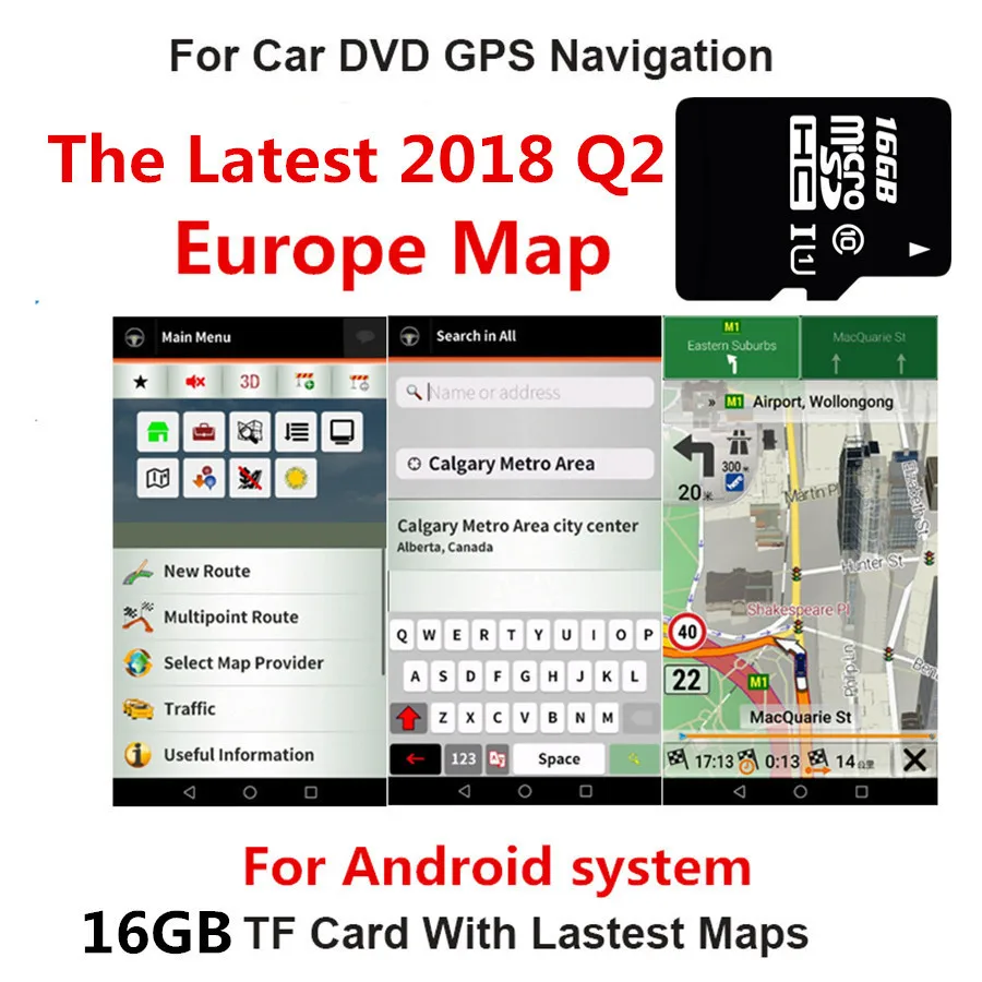 

16GB Euro Map Micro Sd Card Only Fit For Android System Car Gps Navigation The Latest 2018 Q2 Map Of Europe