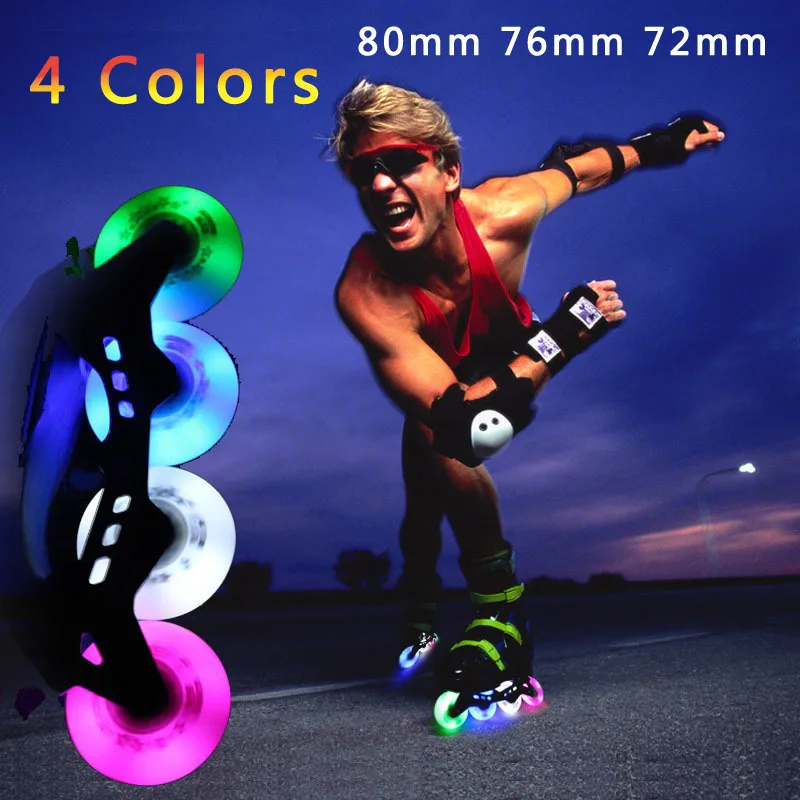 

90A 72 76 80mm Skate Flash Roller Wheels Skate Slalom/Braking Roller Skating Wheel LED Light Sliding Skates Wheels