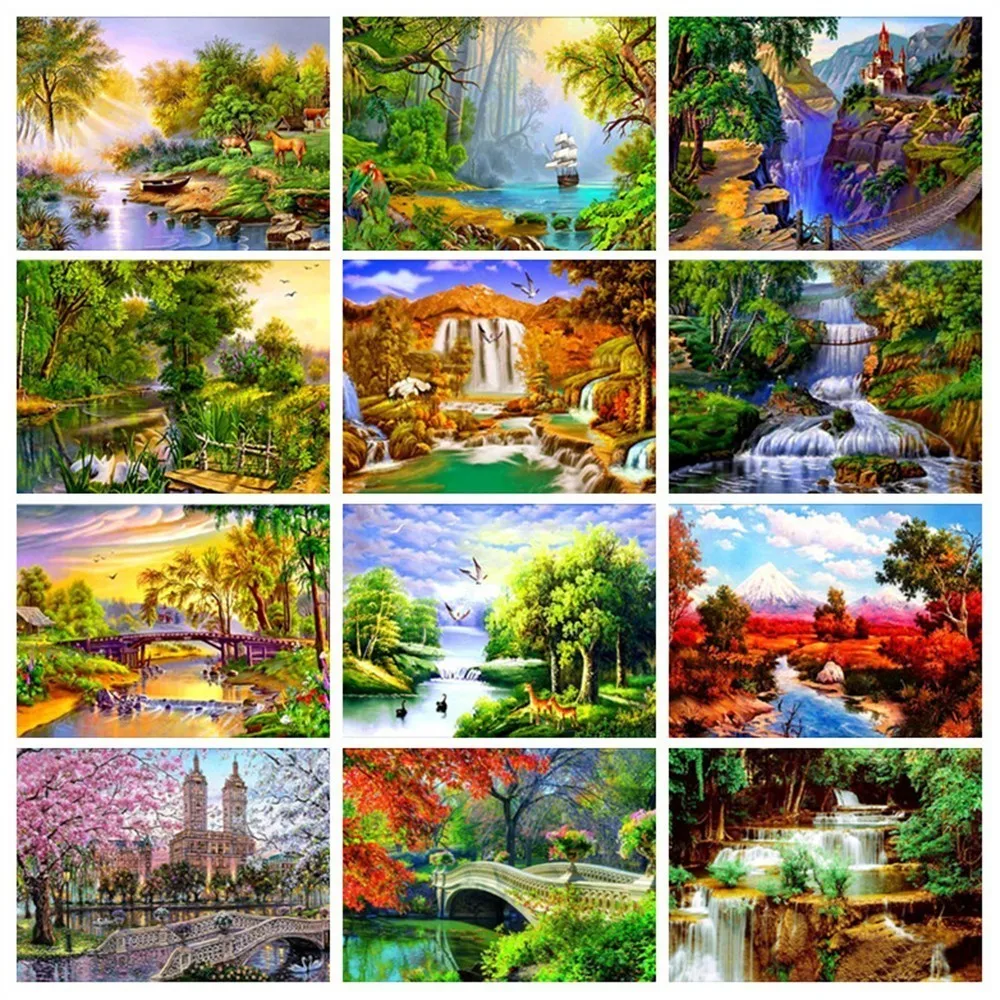 

Huacan Diamond Painting Scenery Crystal Embroidery Diamond Art Full Drill Square Diamond Mosaic Pictures Of Rhinestones Beading