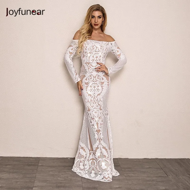 Joyfunear новинка с вышивкой белое сексуальное платье женское элегантное открытыми