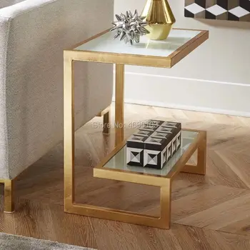 

Nordic living room sofa side a few small coffee table wrought iron glass creative side table bedroom simple bedside table square