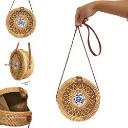 Новые модные женские туфли Boho Стиль Сумка повседневное выдалбливают хаки полиэстер круглая сумочка