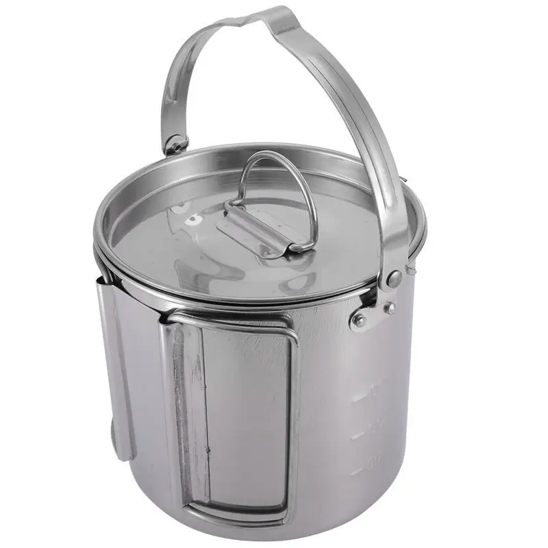 1.2L portátil al aire libre Acero inoxidable utensilios Camping senderismo sopa caliente café Camping turístico vajilla