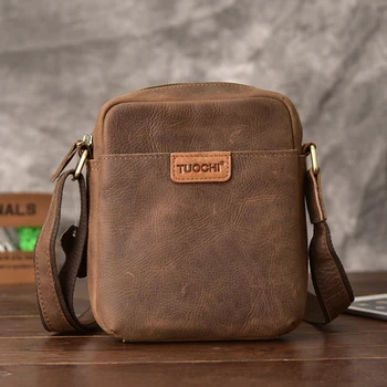 

2019 new arriver Genuine Leather men male cowhide flap bag Shoulder Crossbody Handbags Vintage Messenger small man tote bags