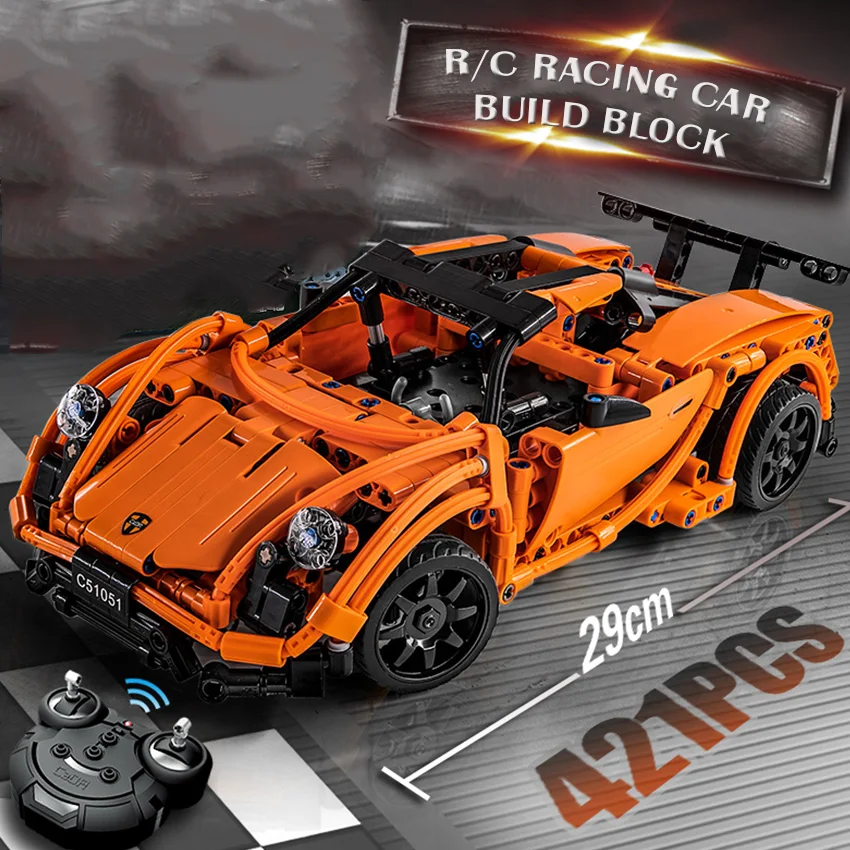 421PCS Super Racing RC Car Model Building Blocks Set with Rechargeable Battery Brick Compatible Legoes LEPINS Toys Gift kid Boy