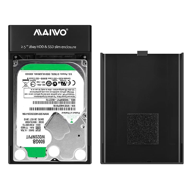  MAIWO K25682 2 unidades de disco duro con carcasa Sata/Hdd/Usb de 25 pulgadas alimentada por Usb o 
