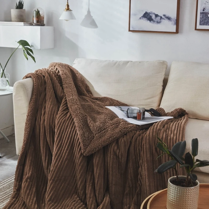 Plush Sherpa Throw Blanket Ultra Soft Super Luxurious Warm Weighted Blanket Luxury Faux Fur Brown Blanket