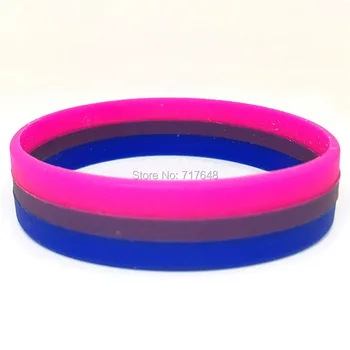 

100pcs pride pink lavender blue Bisexual Flag wristband silicone bracelets free shipping by ePacket A