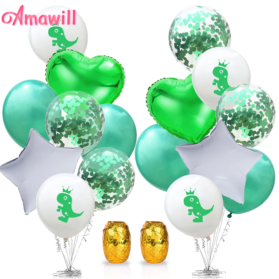 

Amawill 15Pcs 12 Inch Cartoon Dinosaur Confetti Balloon For Wedding Baby Shower Supplies Happy Birthday Party DIY Decoration 7D