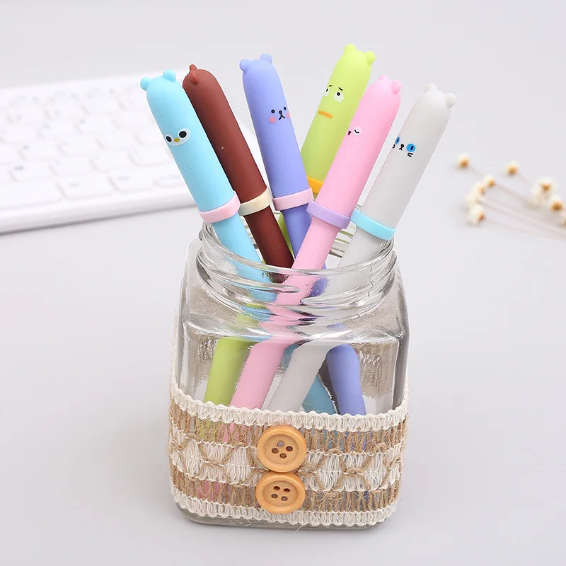 

Korea Creative Animal Expression Cap Gel Pen Students Cute Pen Black Lead Office Stationery Supplies