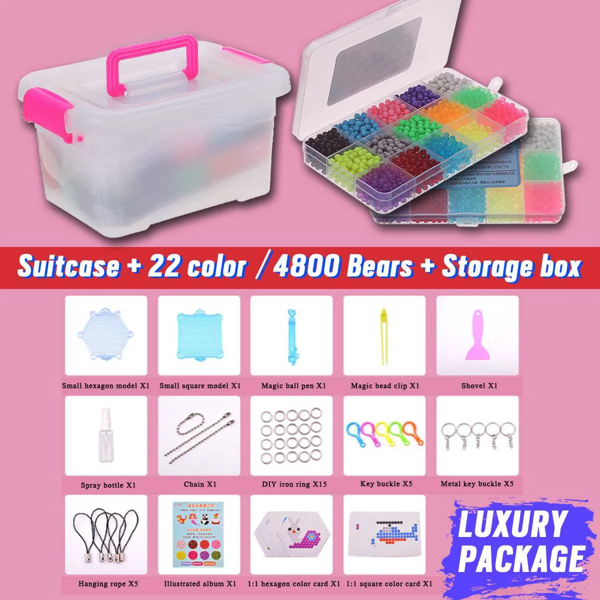 

4800pcs 22 Color DIY Fuse Beads Paper Accessories Children Gift Water Sticky Beads Puzzle Toys
