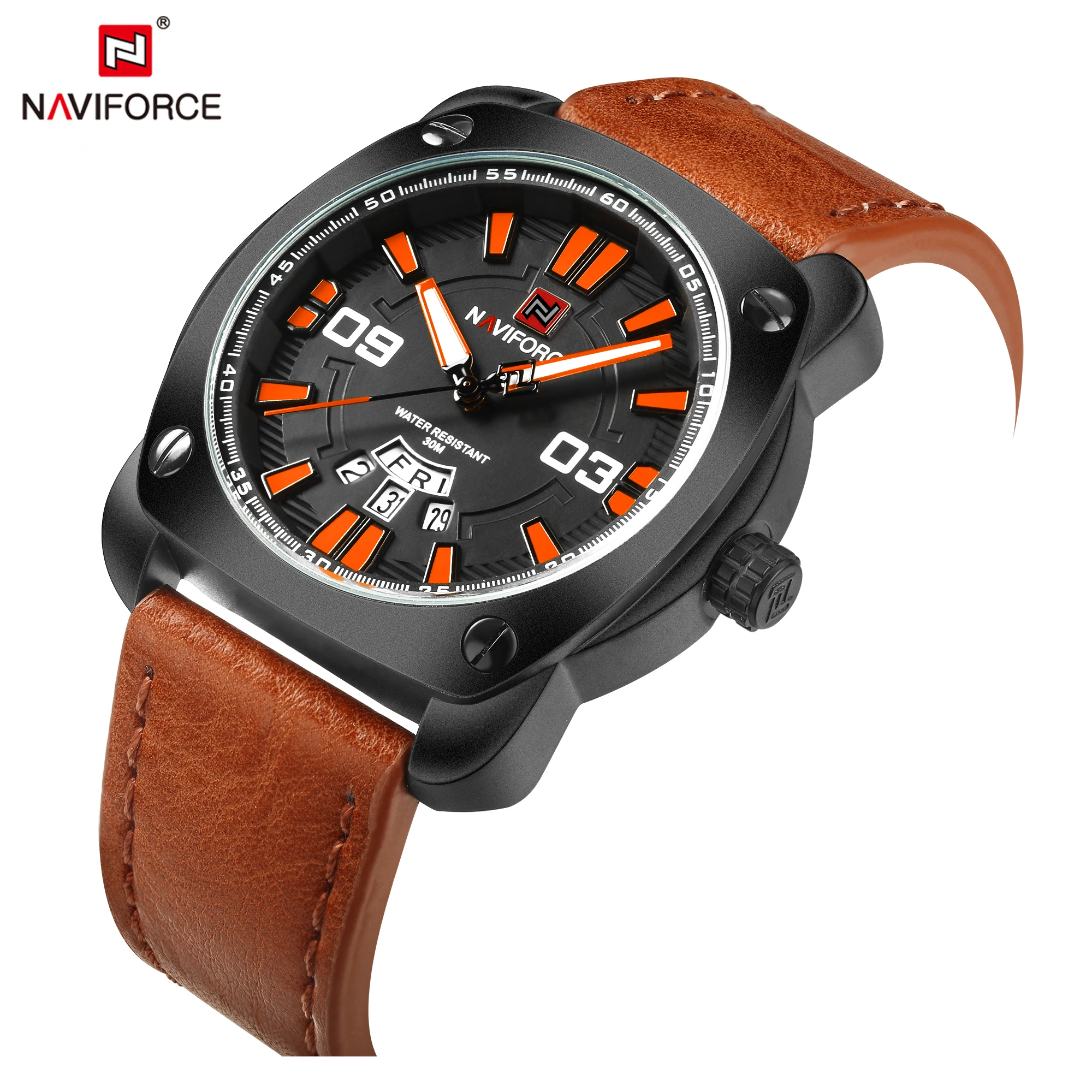 NAVIFORCE мужские часы Топ люксовый бренд спортивные водонепроницаемые кварцевые
