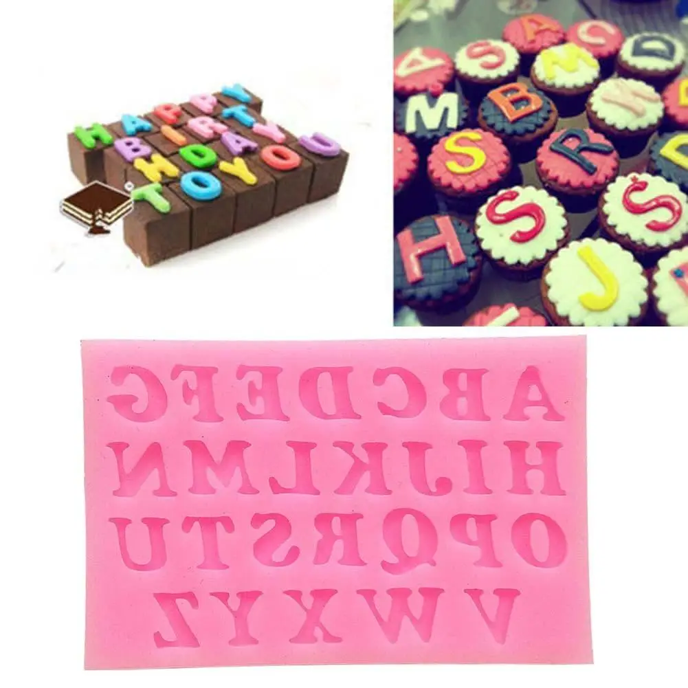 

Fun Silicone Alphabet Letter Tray Chocolate Mold Cake Fondant Decorating Tool Pink