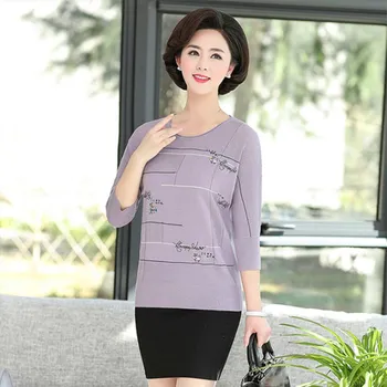 

New Arrival Women O-Neck Half Sleeve Thin Sweater Spring Simple Slim Blue/Purple/Camel Knitted Pullovers