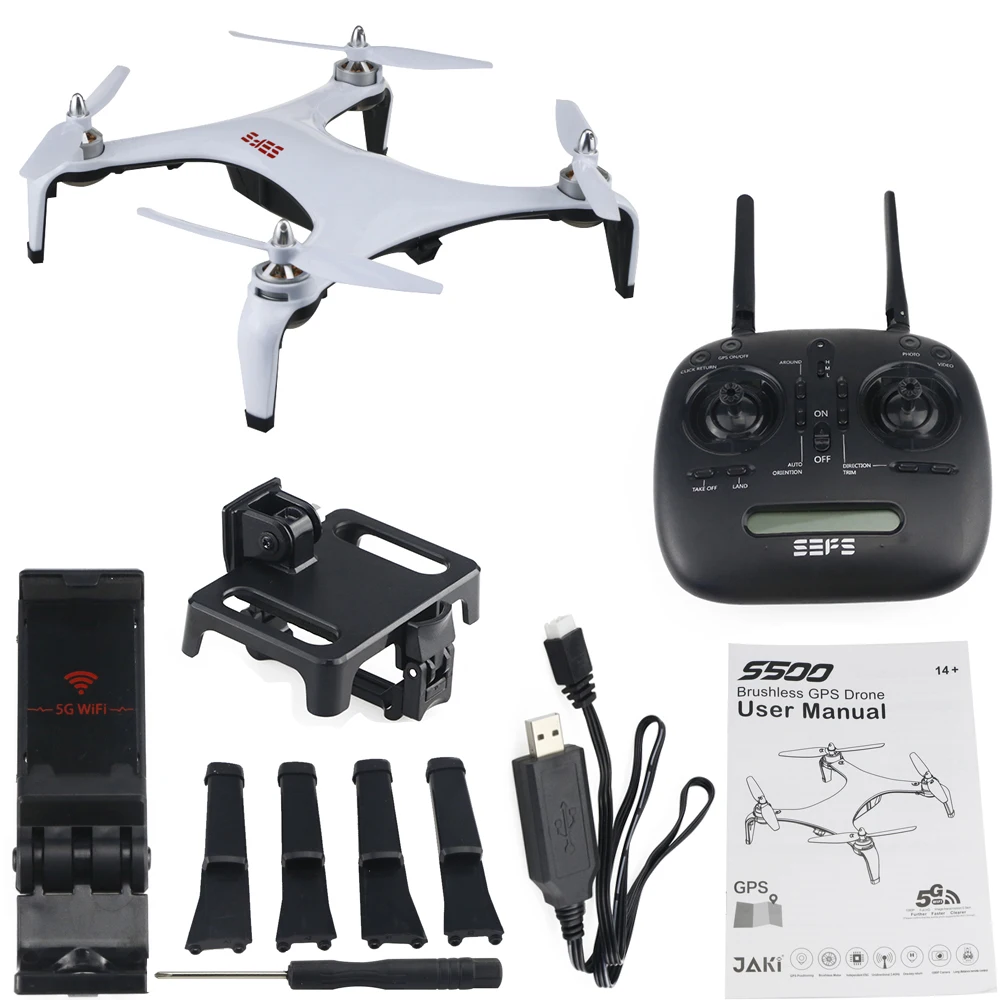

JIAQI S500 GPS Brushless RC Drone Quadcopter 5G Wi-Fi 1080P Real-time HD Image Transmission 5.8GHz Wireless Remote Control Drone