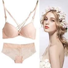 Модный сексуальный комплект с бюстгальтером для молодых девушек, Осенний кружевной комплект нижнего белья с глубоким v-образным вырезом и пуговицами спереди