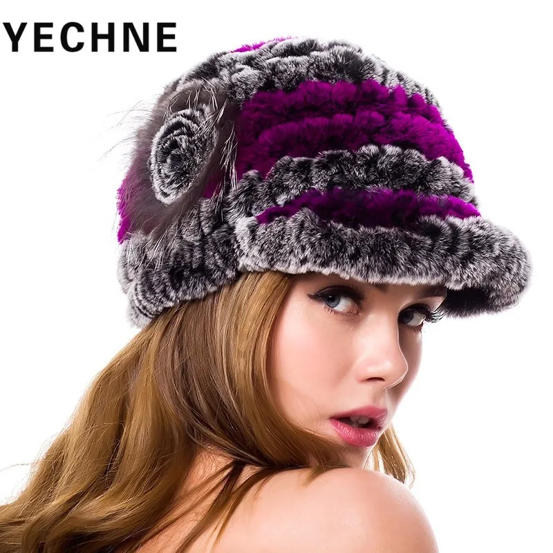 

Fur Cap Winter Women Real Rabbit Fur Hat 100% Natural Rex Rabbit Fur Hat Lady Fashion