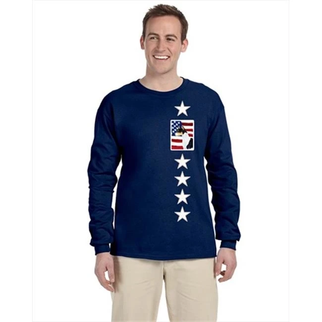 Carolines Treasures SS4041-LS-NAVY-S США американский флаг с Basenji длинным рукавом синий футболки