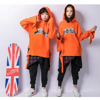 

Boys Loose Ballroom Jazz Hip Hop Dancing Costumes Hoodie Kids Girls Party Stage Clothing Sweatpants Dance wear Suits Outfits