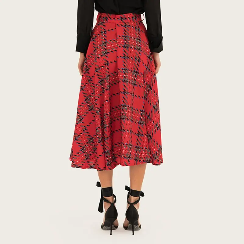Vintage Plaid Skirt Women 2019 Spring Elegant Street Fashion New Lace Up A Line School Sweet Girl Retro Casual High Waist Skirts Vintage Plaid Skirt Women 2019 Spring Elegant Street Fashion New Lace Up A Line School Sweet Girl Retro Casual High Waist Skirts
