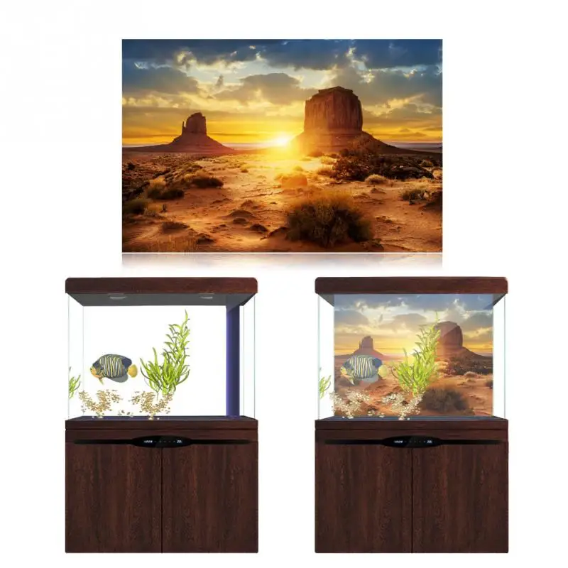

High Quality Sun and Desert Style Aquarium Fish Tank Background Poster PVC Adhesive Decor Paper