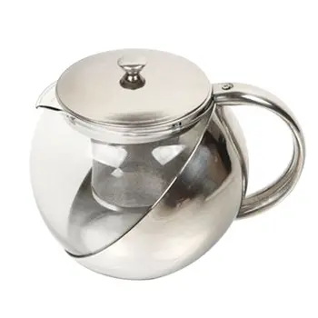 

New 1100ml Stainless Steel Glass Teapot Loose Infuser Coffee Tea Leaf Herbal
