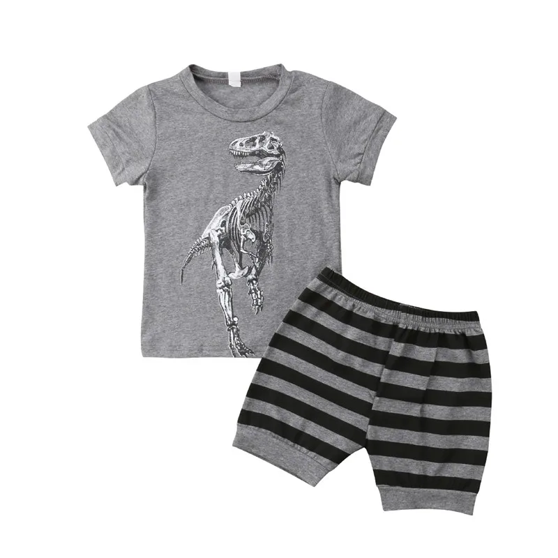 Toddler Baby Boy Clothes Summer Short Sleeve T-Shirt Dinosaur Pant 2Pcs Outfits Set