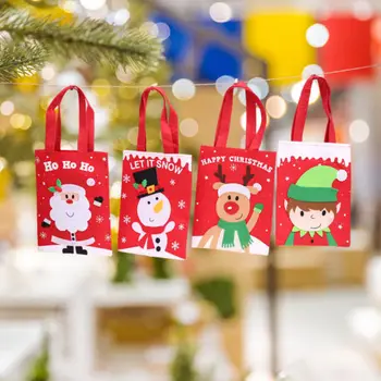 

Christmas Candy Bag Santa Claus Snowman Gift Bag Sweet for Home Party Decor Cloth Christmas tote Shopping Bags 20*43cm
