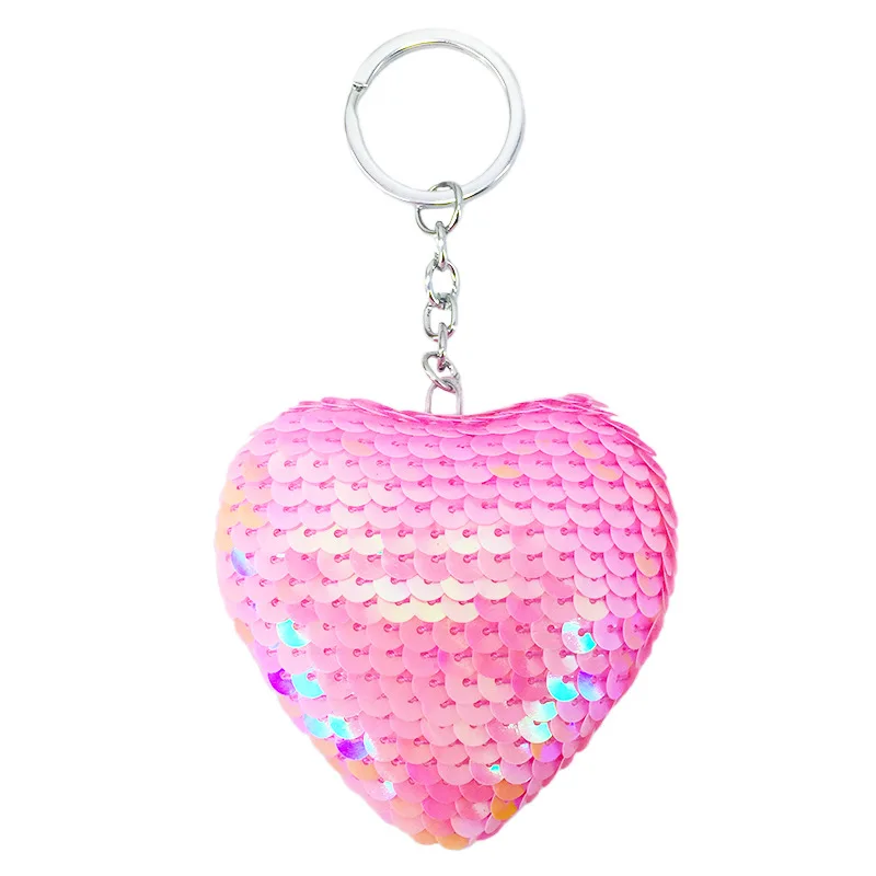 

Factory Custom New Style Reflective Sequin Heart Key Pendant Lovely Ms Luggage Car Pendant Accessories