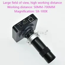 HD 38MP 2K 1080P 60fps HDMI USB видео микроскоп камера+ 5X-600X Регулируемый зум C-mount объектив+ светодиодный светильник источник