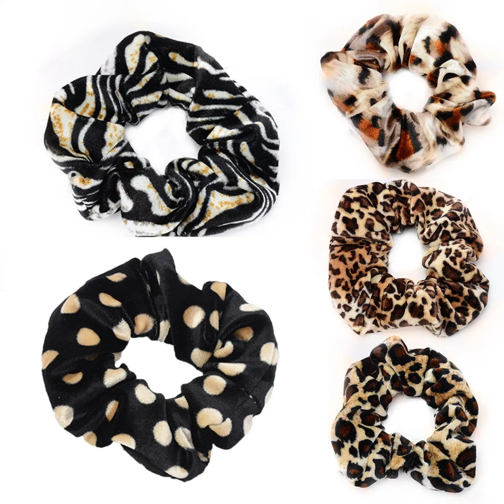 

Leopard Velvet Scrunchies For Lady Women Winter Elastic Rubber Band Soft Hair Tie Hair Accessories Gum For Hair Hair Scrunchies