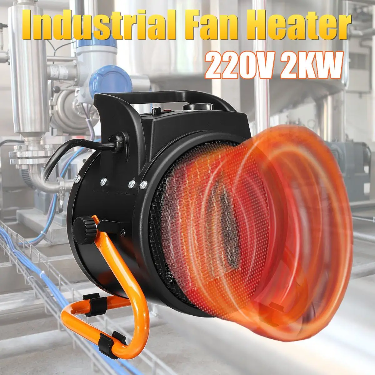 

220V 2KW High-power Household Thermostat Industrial Heaters Warm Air Blower Fan Steam Electric Room Heater IPX4 Three-speed