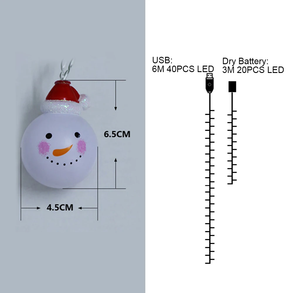 Снеговик новогодняя Новогодняя гирлянда 6 м 40 шт. светодиодный гирлянда для использования вне помещения водонепроницаемое праздничное освещение для украшение для вечеринки уличная гирлянда