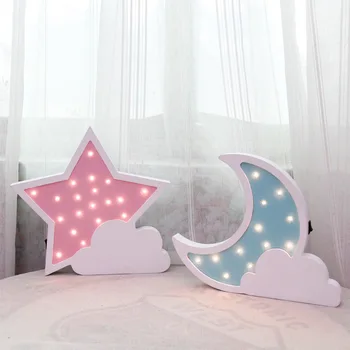 

Ins Moon Stars Flaky Clouds Modeling Lamp Led Room Decoration Lamp Lovely Children House Small Night-light Shoot Prop