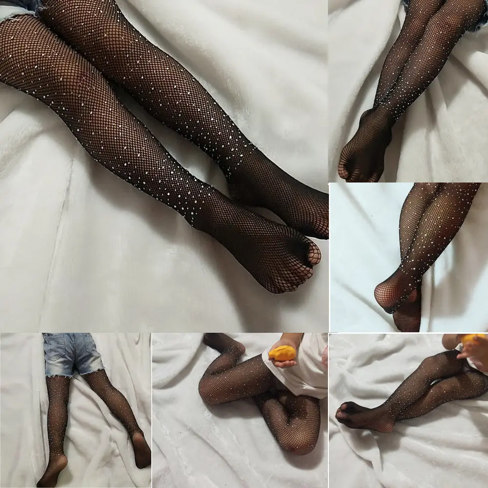 

Fashion Fishnet Hollow Out Bling Girls Tights Children Stretch Elastic Mesh Pattern Tights For Girls Stockings Pure Pantyhose