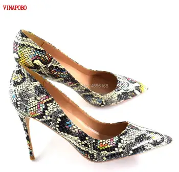 

Vinapobo Snake Print Women Pumps Pointed Toe Shallow Ladies Shoes Stiletto High Heesl Party wedding Shoes Woman 2019 Spring