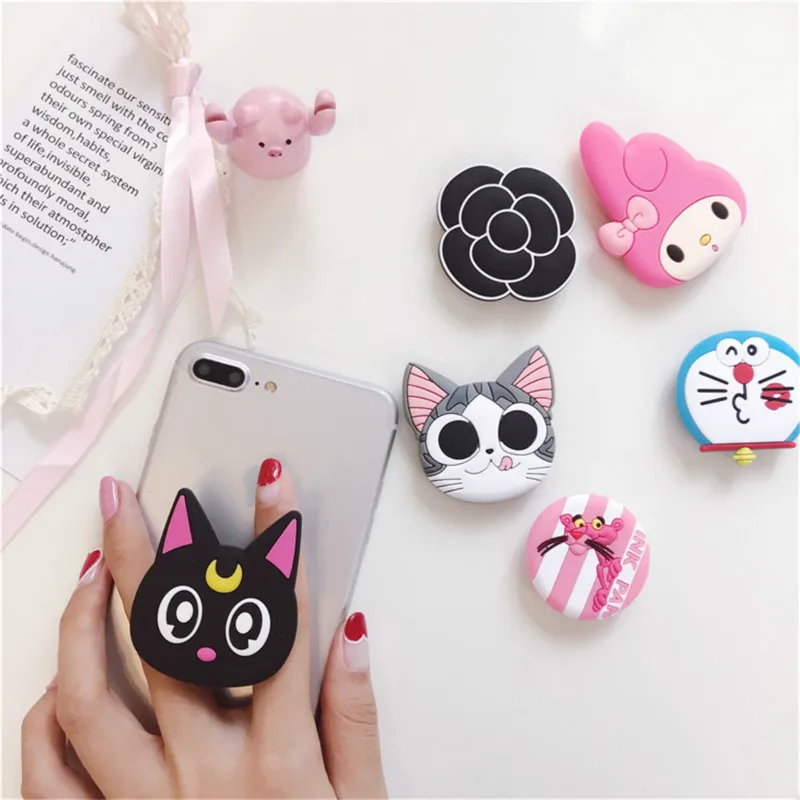 

Universal with drop-proof and expandable airbag bracket for iPhone X 8 7plus cartoon security telescopic bracket finger holder