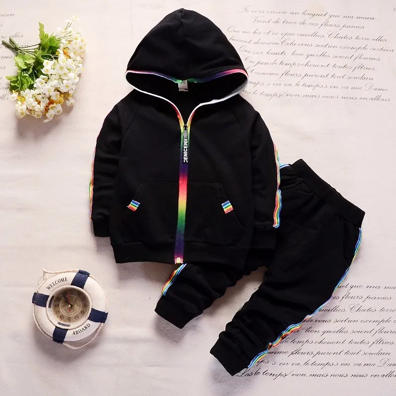 2019 New Spring Baby Casual Boys Girls Cotton Hooded Jacket Pants 2Pcs/Set Kids Fashion Suit Infant Clothing Toddler Tracksuits