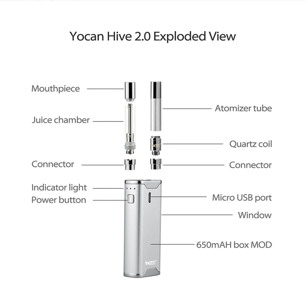 Yocan Hive 2.0 Kit Vaporizer Vape 650Mah Variable Voltage Battery Box Mod Concentrate Wax Oil 2 In 1 Atomizer Yocan Hive 2.0 Kit Vaporizer Vape 650Mah Variable Voltage Battery Box Mod Concentrate Wax Oil 2 In 1 Atomizer