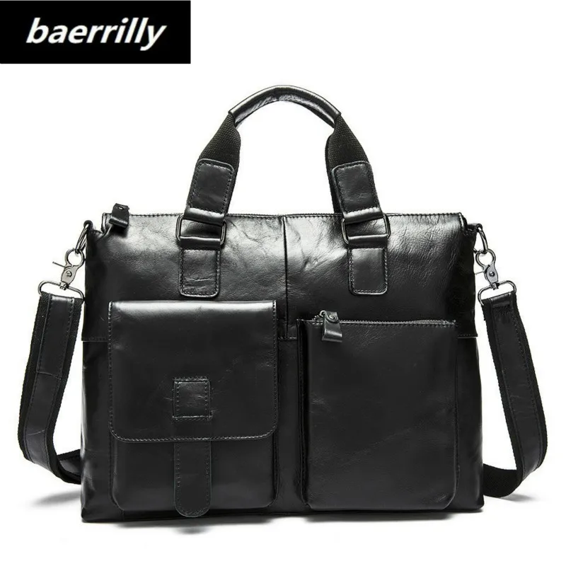 

Crazry Horse Genuine Leather Men Bag Men Briefcases Business Male Computer Laptop Bags Vintage Crossbody Bag High-capacity Totes