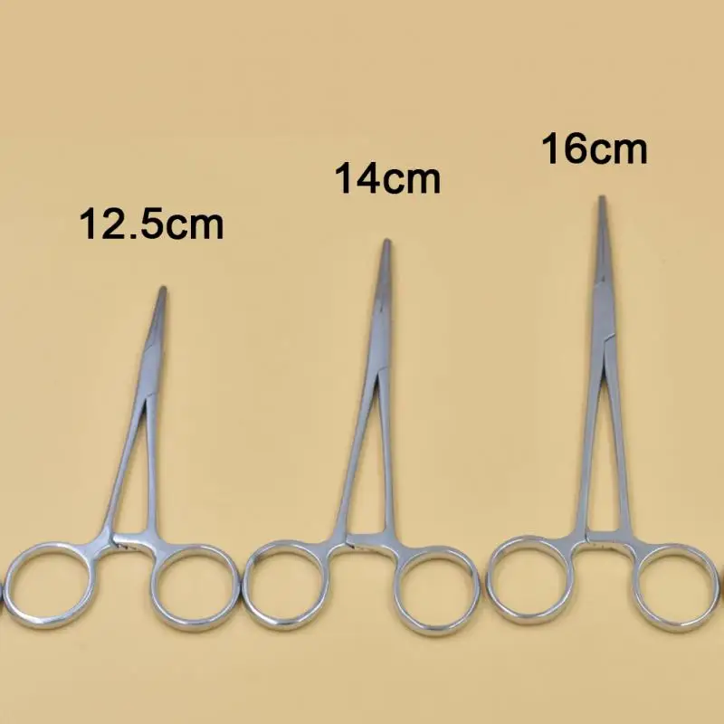 Зажим плоскогубцы для домашних животных, щипцы с храповым механизмом, медицинская нержавеющая сталь для домашних животных, прямые/Изогнутые гемостатические щипцы, держатель иглы