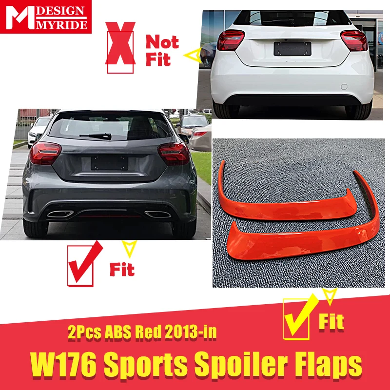 Подходит для заднего бампера W176 Canard Vent Rafts Splitter 2 шт. красный Mercedes Benz A180 A200 A250 A45